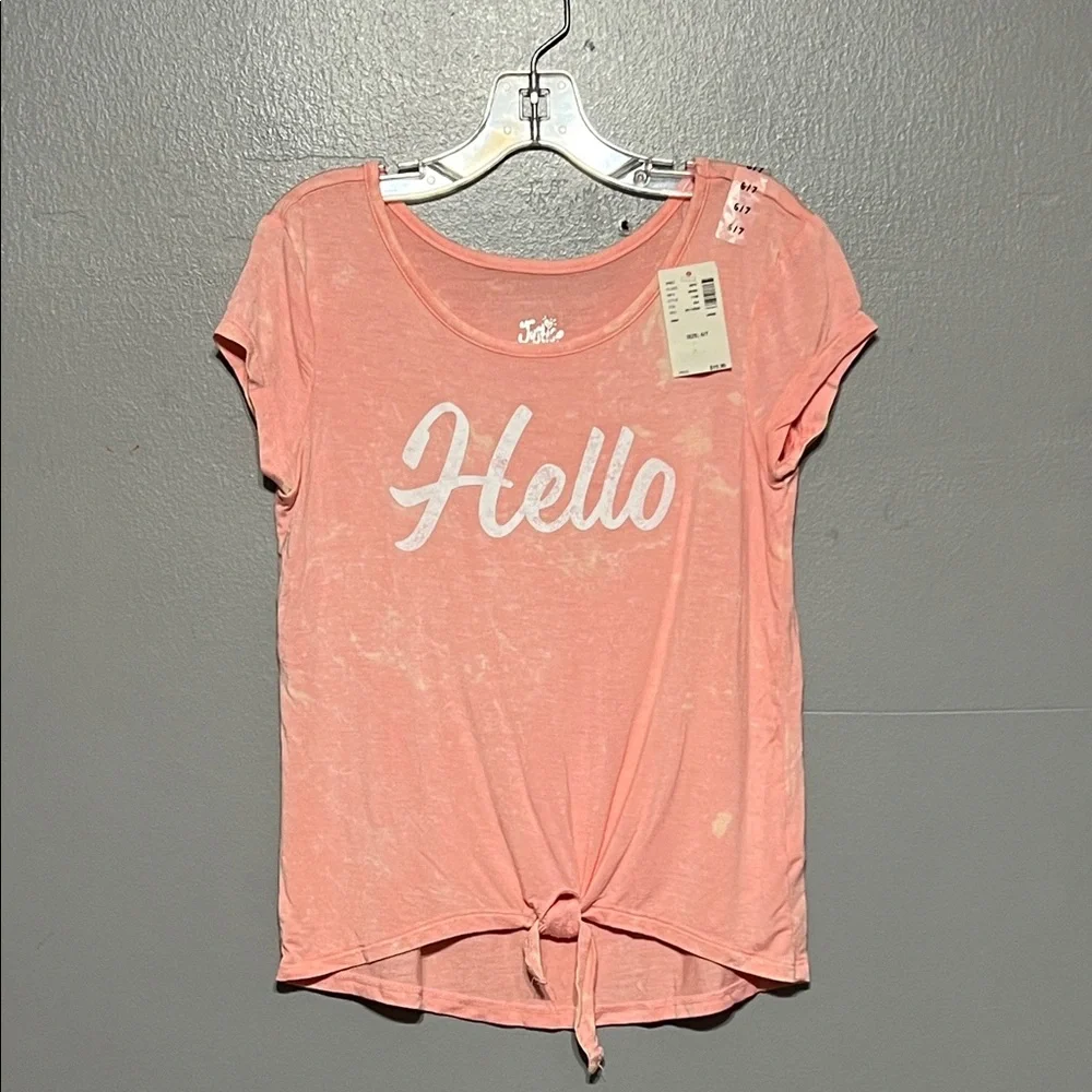 Justice Pink Tie Dye Burnout Twist Front Tee Girls Size 6/7 Short Sleeve Top